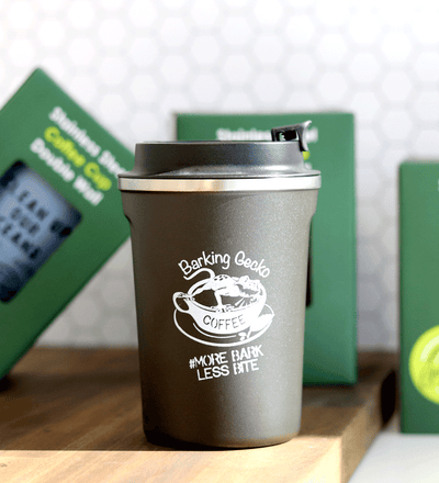 GO GREEN REUSABLES - BARKING GECKO COFFEE CUP - 380ML