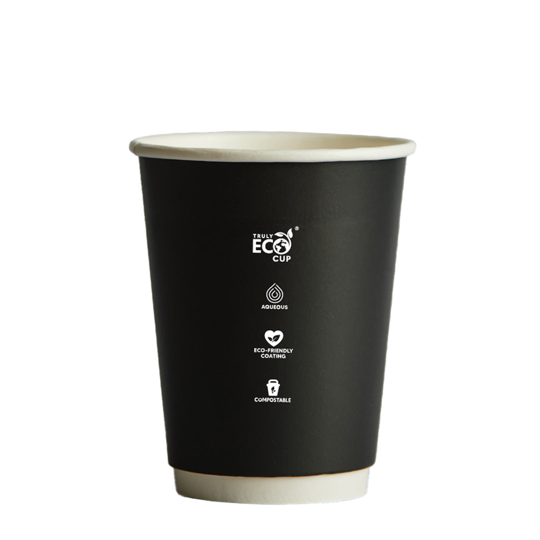 CUP - DOUBLE WALLED - AQUEOUS - BLACK - 12oz / 360ml - 90mm Ø