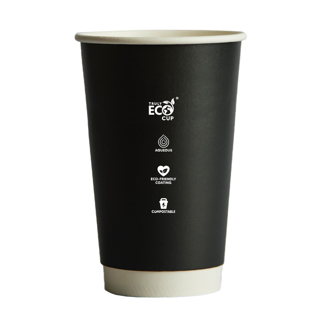 CUP - DOUBLE WALLED - AQUEOUS - BLACK - 16oz / 480ml - 90mm Ø