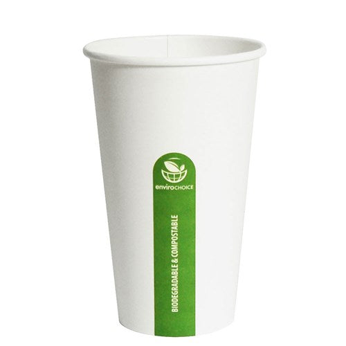 CUP - SINGLE WALLED - PLA - PLAIN WHITE - 16oz / 480ml - 90mm Ø