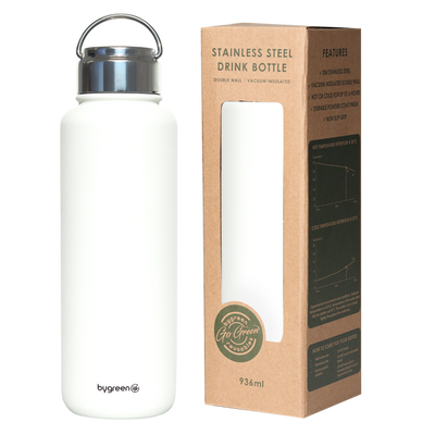 GO GREEN - REUSABLE WATER BOTTLE - 936ML - WHITE