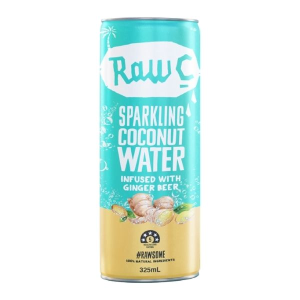 RAW C - SPARKLING COCONUT WATER - GINGER BEER CAN 325ML (CTN 24)