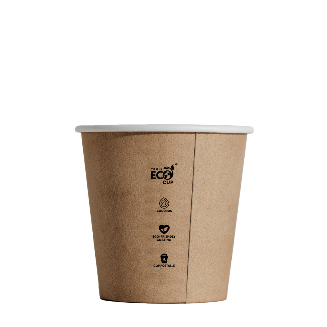 CUP - SINGLE WALLED - AQUEOUS - KRAFT BROWN - 8oz / 240ml - 90mm Ø