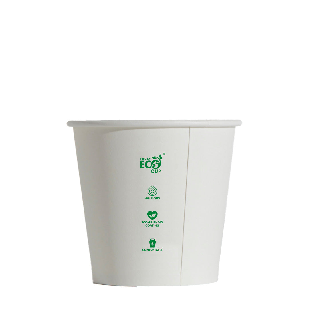 CUP - SINGLE WALLED - AQUEOUS - PLAIN WHITE - 8oz / 240ml - 80mm Ø
