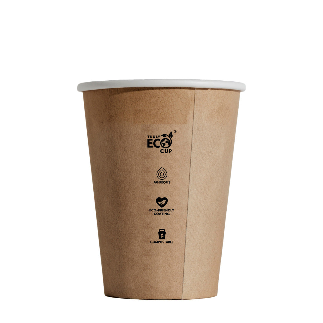 CUP - SINGLE WALLED - AQUEOUS - KRAFT BROWN - 12oz / 360ml - 90mm Ø