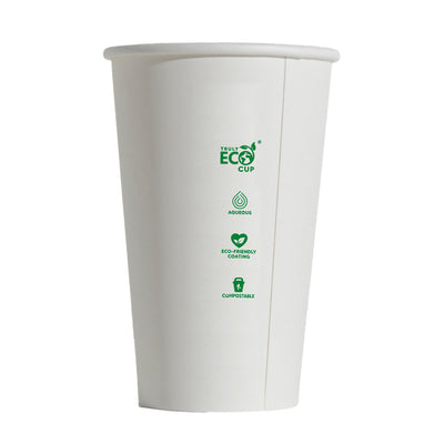 CUP - SINGLE WALLED - AQUEOUS - PLAIN WHITE - 12oz / 360ml - 90mm Ø