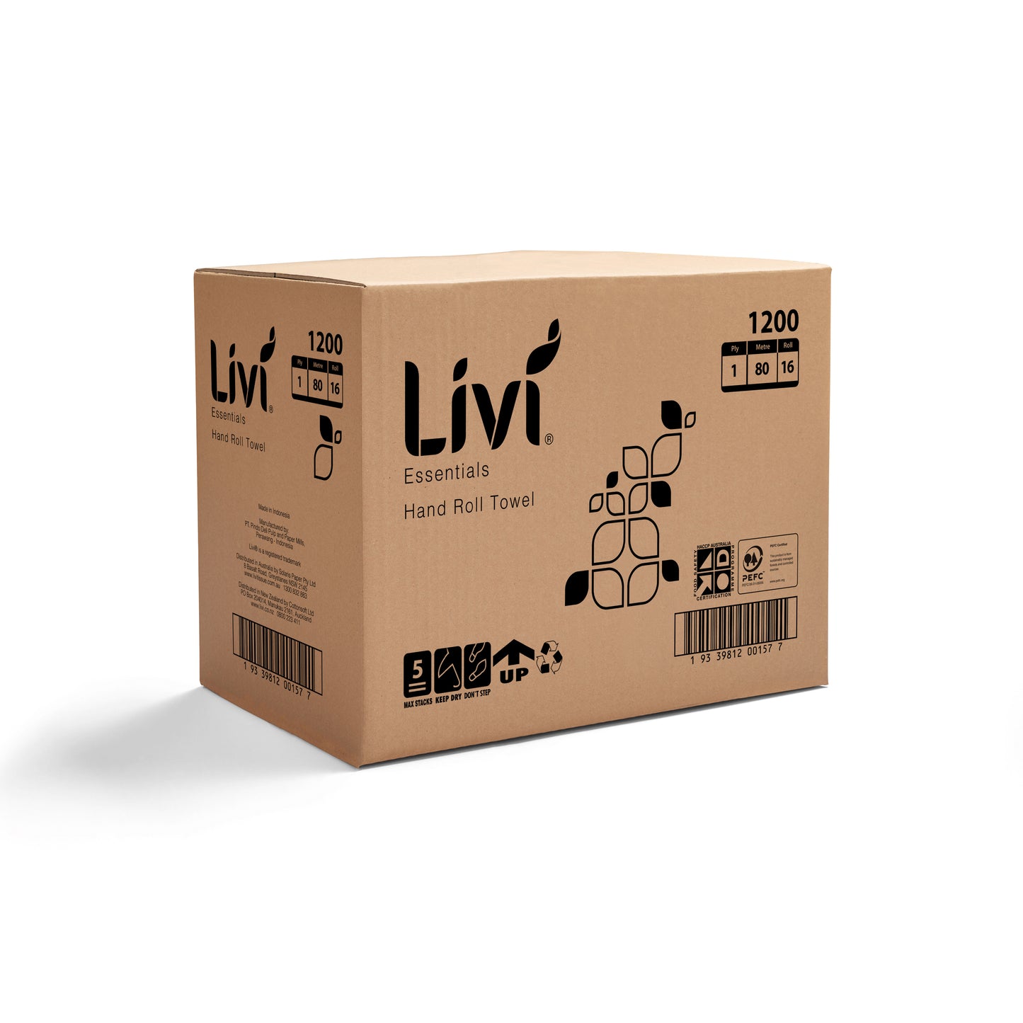 HAND TOWEL ROLL - LIVI - ESSENTIALS 1PLY 80M (CTN 16)