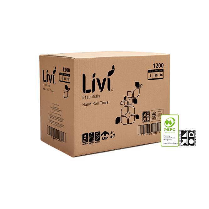 HAND TOWEL ROLL - LIVI - ESSENTIALS 1PLY 80M (CTN 16)