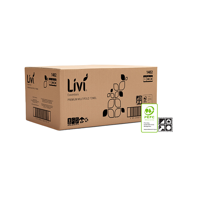 LIVI - PAPER TOWEL - INTERLEAVED MULTIFOLD - WHITE 225X230MM CTN