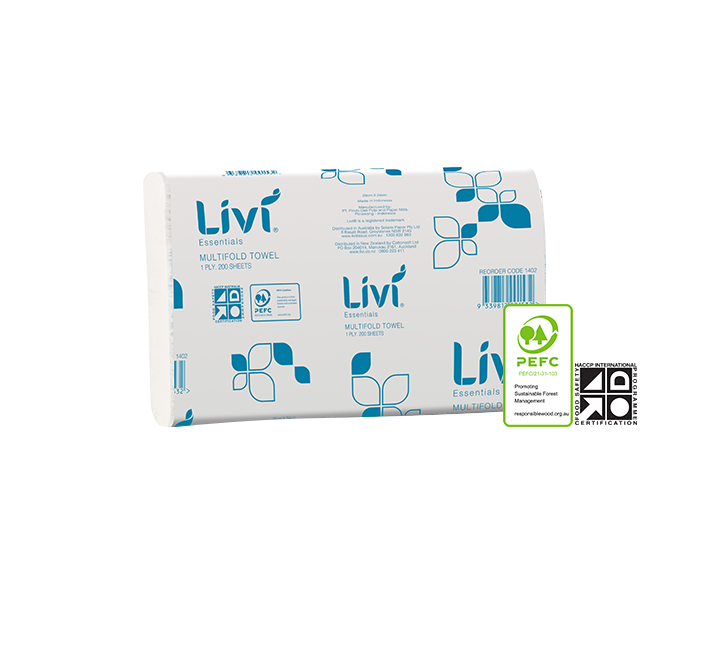 LIVI - PAPER TOWEL - INTERLEAVED MULTIFOLD - WHITE 225X230MM CTN