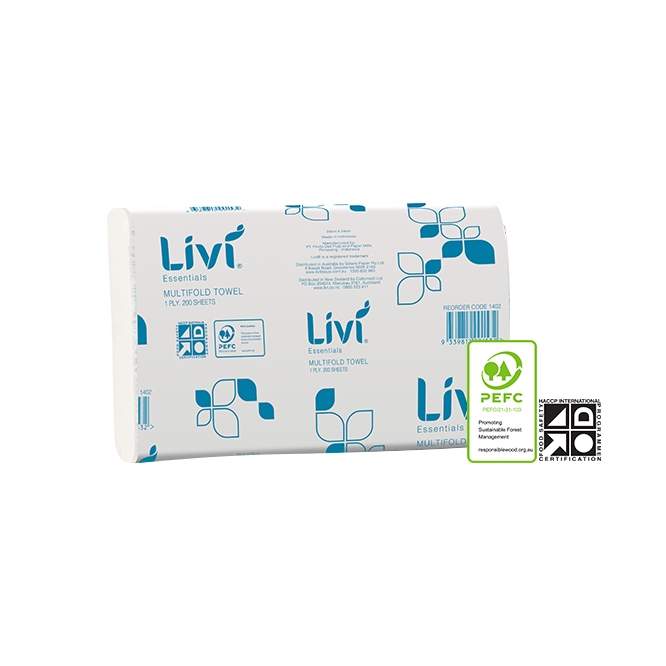 LIVI - PAPER TOWEL - INTERLEAVED MULTIFOLD - WHITE 225X230MM CTN