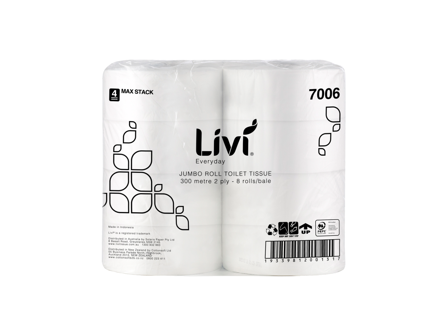 LIVI - EVERYDAY JUMBO TOILET TISSUE - 2PLY 300M - (CTN8)