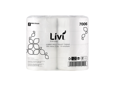 LIVI - EVERYDAY JUMBO TOILET TISSUE - 2PLY 300M - (CTN8)