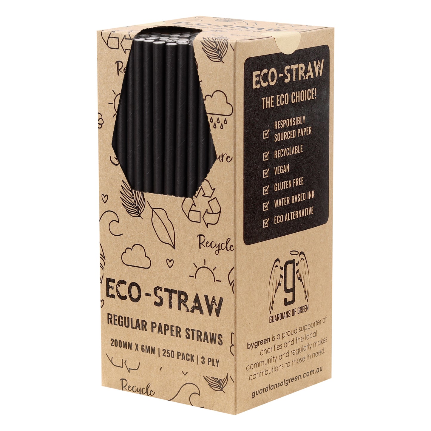 ECO-STRAW - REGULAR - PAPER STRAW - 3 PLY - BLACK