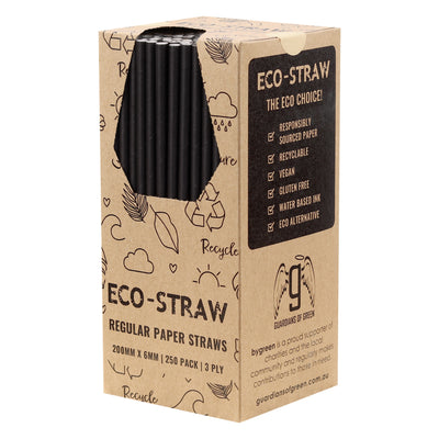 ECO-STRAW - REGULAR - PAPER STRAW - 3 PLY - BLACK