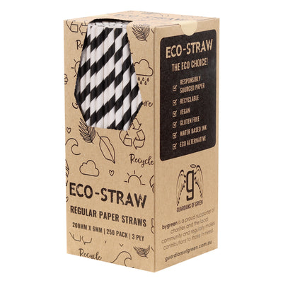 ECO-STRAW - REGULAR - PAPER STRAW - 3 PLY - BLACK STRIPE