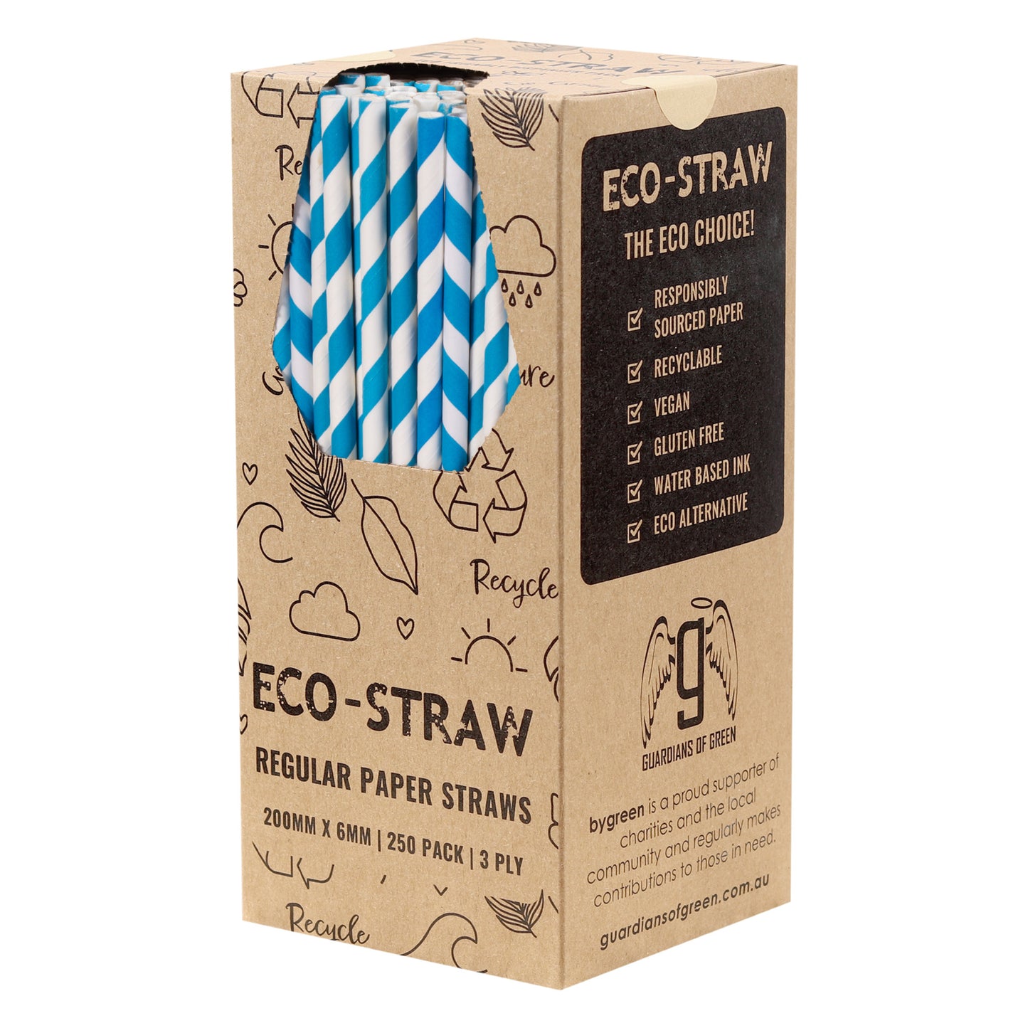 ECO-STRAW - REGULAR - PAPER STRAW - 3 PLY - BLUE STRIPE