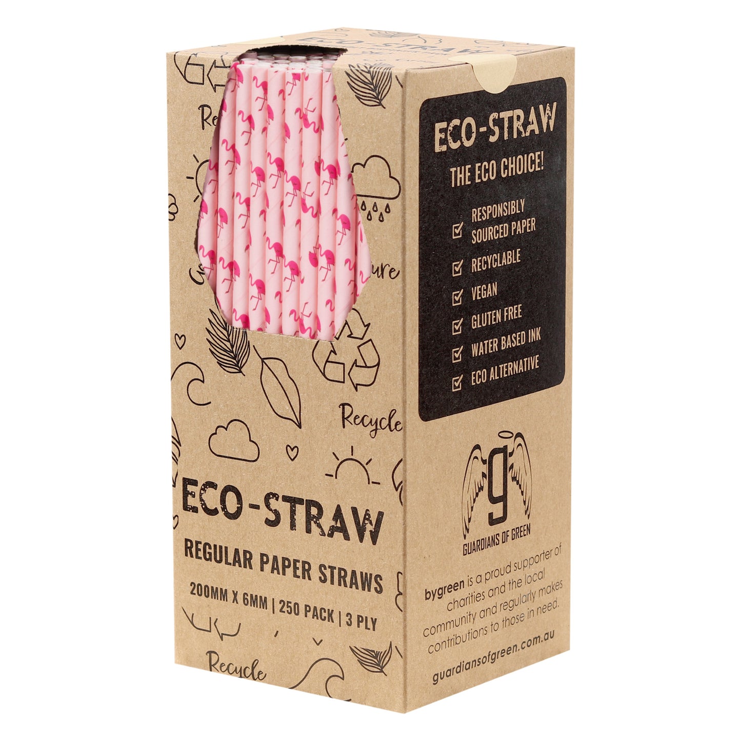 ECO-STRAW - REGULAR - PAPER STRAW - 3 PLY - FLAMINGO PRINT