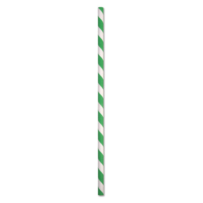 ECO-STRAW - REGULAR - PAPER STRAW - 3 PLY - GREEN STRIPE