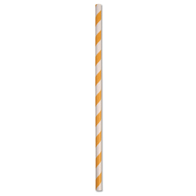 ECO-STRAW - REGULAR - PAPER STRAW - 3 PLY - ORANGE STRIPE