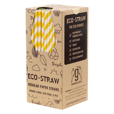 ECO-STRAW - REGULAR - PAPER STRAW - 3 PLY - YELLOW STRIPE