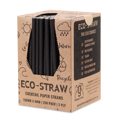 ECO-STRAW - COCKTAIL - PAPER STRAW - 3 PLY - BLACK