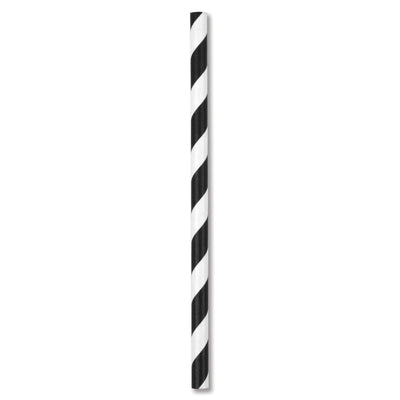 ECO-STRAW - COCKTAIL - PAPER STRAW - 3 PLY - BLACK STRIPE