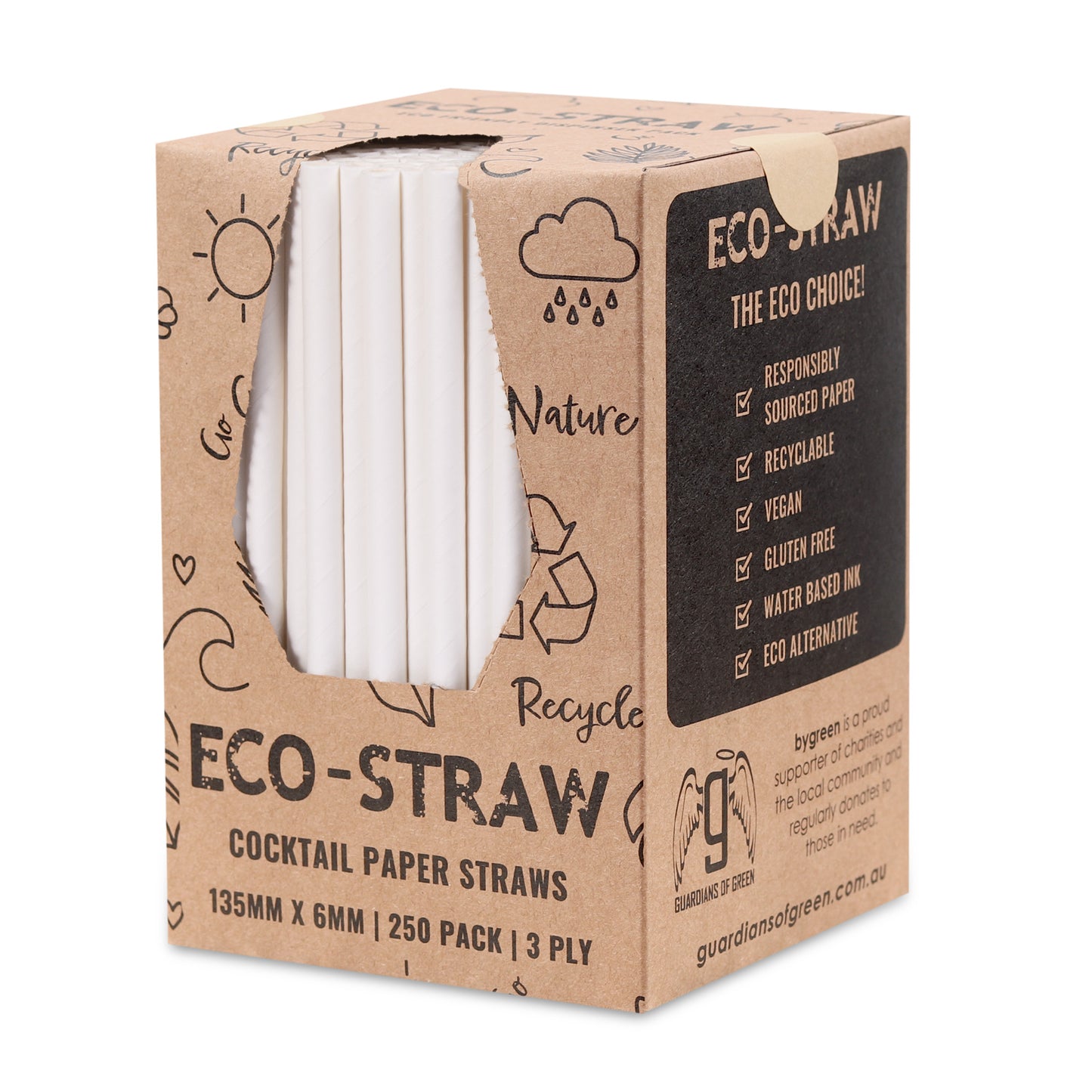 ECO-STRAW - COCKTAIL - PAPER STRAW - 3 PLY - WHITE