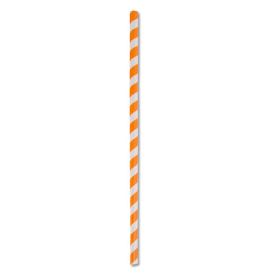 ECO-STRAW - JUMBO - PAPER STRAW - 3 PLY - ORANGE STRIPE