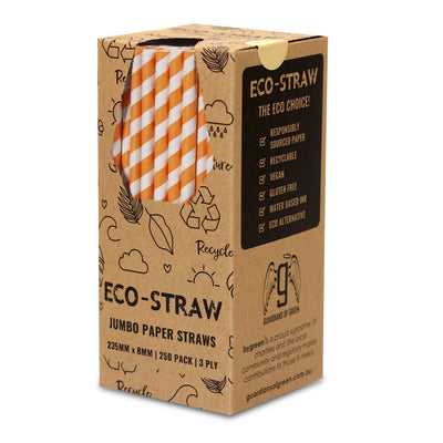 ECO-STRAW - JUMBO - PAPER STRAW - 3 PLY - ORANGE STRIPE