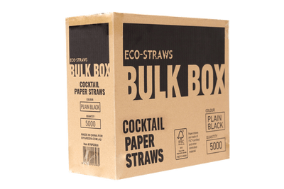 ECO-STRAW - COCKTAIL PAPER STRAW - BULK BOX - 3 PLY - BLACK