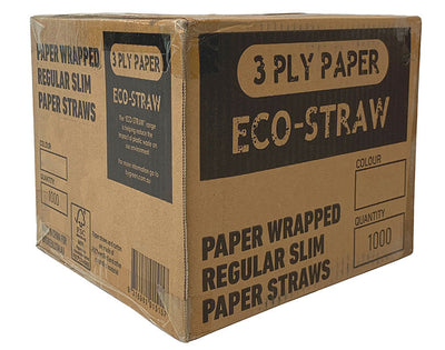 ECO-STRAWS - REGULAR SLIM PAPER WRAPPED - 3 PLY - BLACK