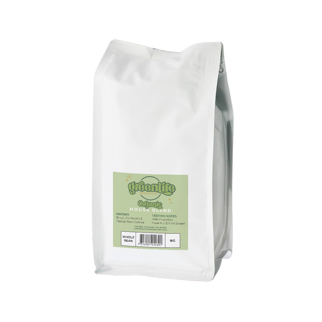 GREENLIFE WAREHOUSE - ORGANIC HOUSE BLEND COFFEE BEANS - 1 KG BAG