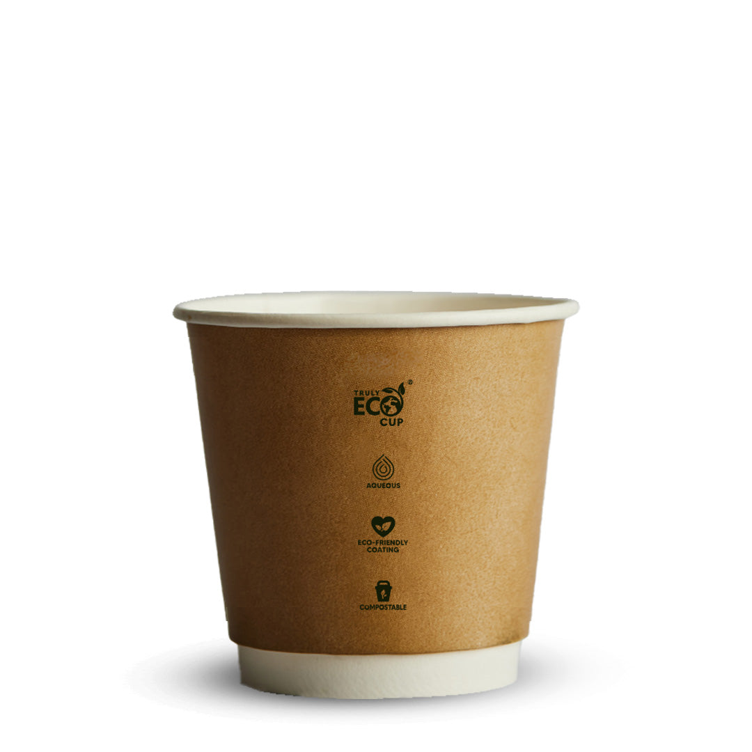 CUP - DOUBLE WALLED  - AQUEOUS - KRAFT - 8oz / 240ml - 90mm Ø