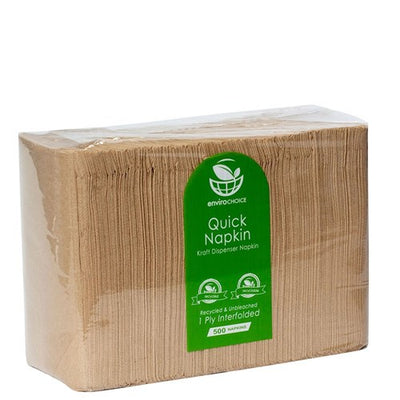 NAPKIN - QUICK DISP - RECYCLED KRAFT - 1PLY