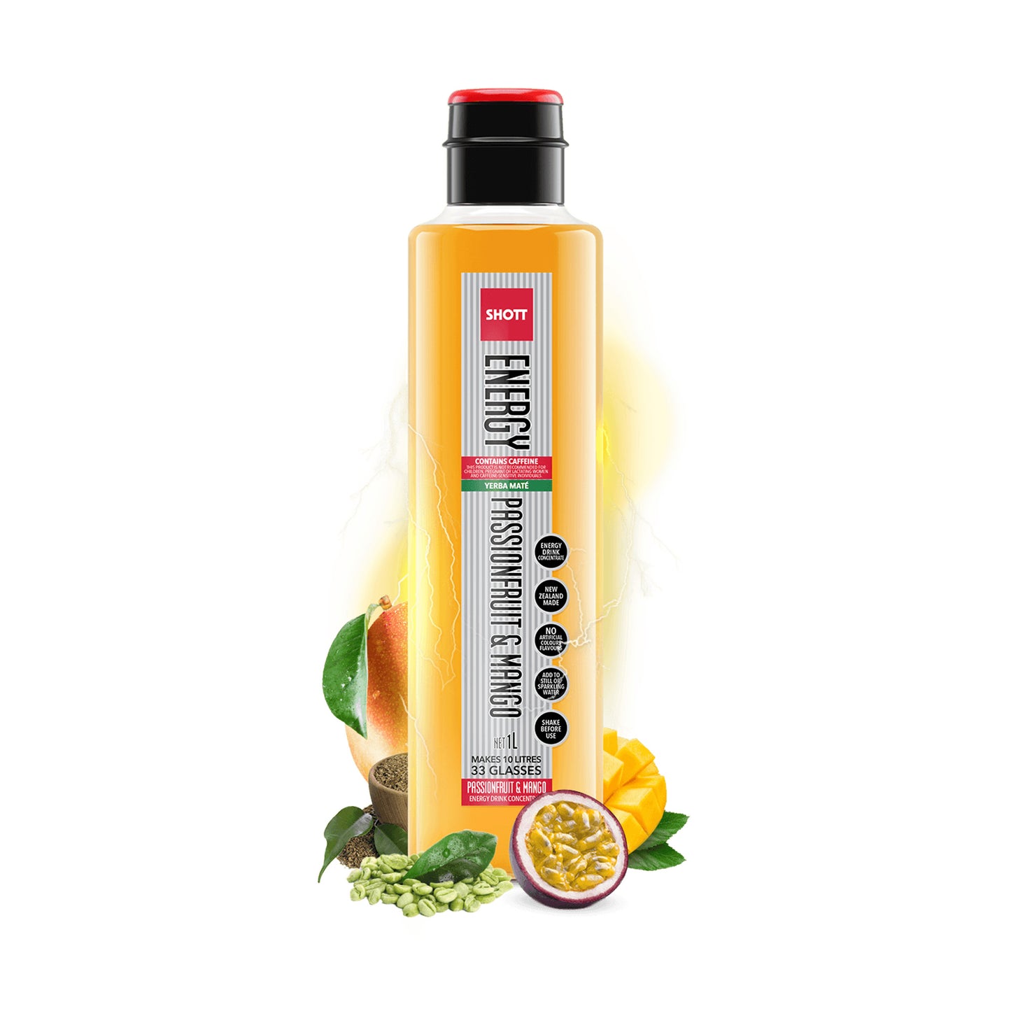 SHOTT SYRUP - ENERGY - PEACH + MANGO - 1L