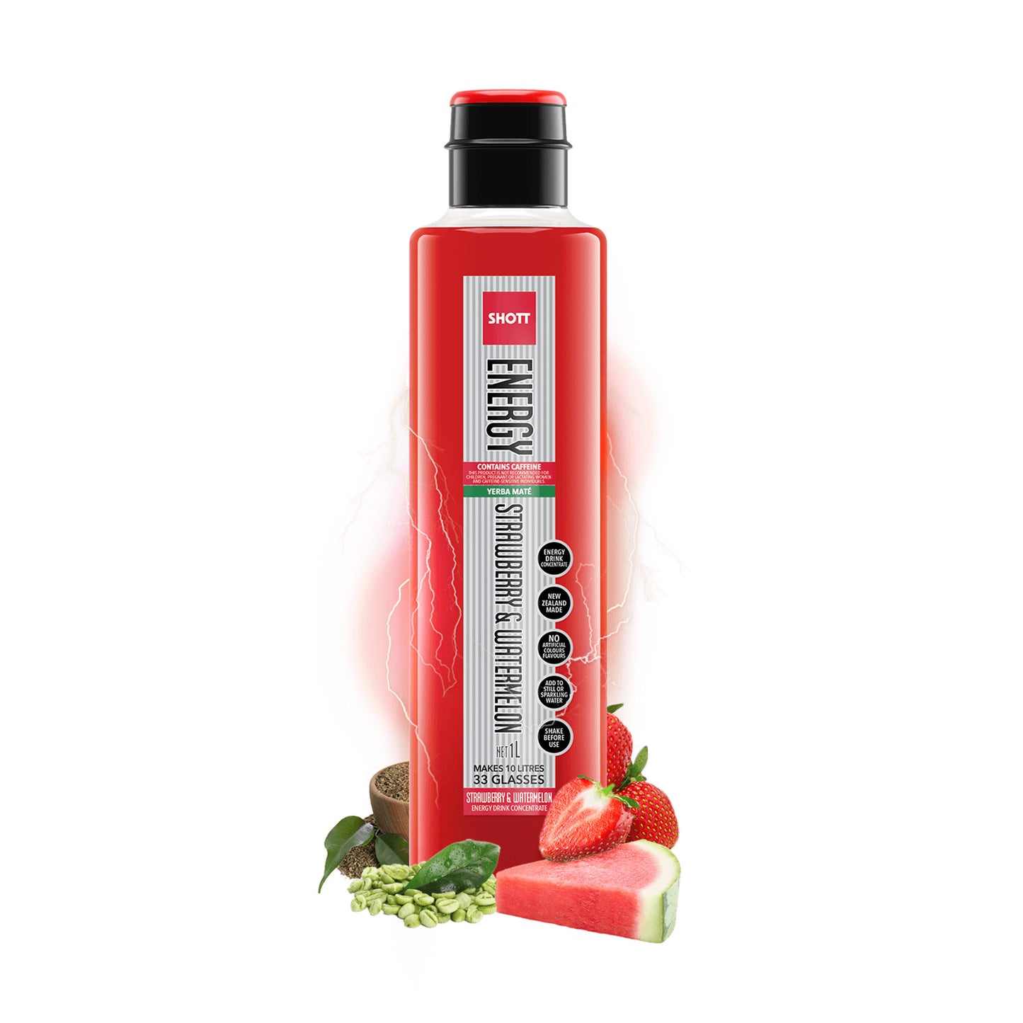 SHOTT SYRUP - ENERGY - STRAWBERRY + WATERMELON - 1L
