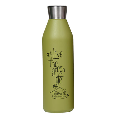 GO GREEN - GREEN LIFE REUSABLE DRINK BOTTLE - 600ML - OLIVE
