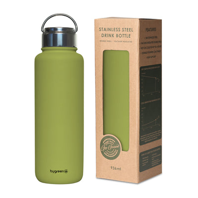 GO GREEN - REUSABLE WATER BOTTLE - 936ML - OLIVE