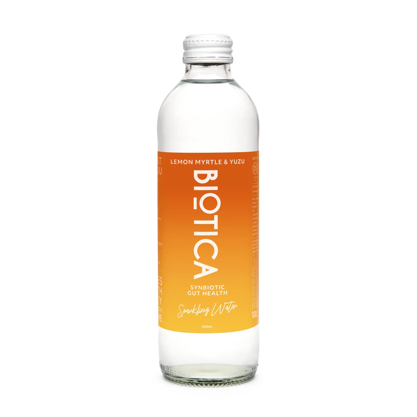 BIOTICA WATER - PROBIOTIC SPARKLING WATER - LEMON MYRTLE AND YUZU - GLASS BOTTLE 350ML (CTN 12)