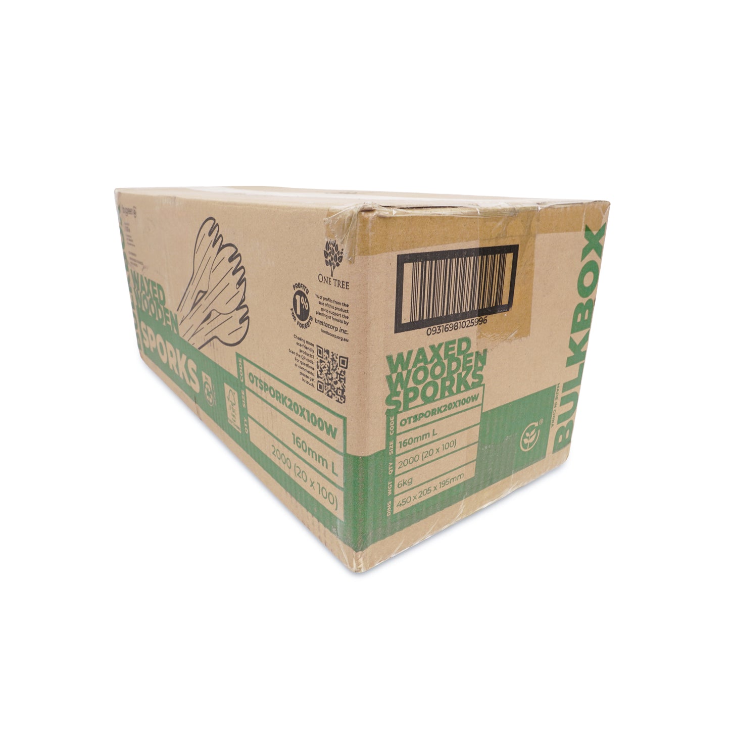 ONE TREE - WAXED WOODEN SPORK - BULK BOX