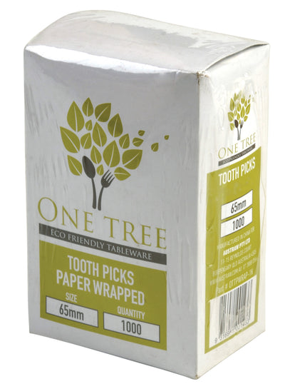 ONE TREE - TOOTH PICKS - DOUBLE ENDED - PAPER WRAPPED