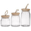 DAVIS & WADDELL - ROUND GLASS STORAGE CANISTER - WITH WOODEN LID - 3 PIECE SET