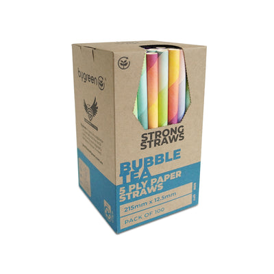 STRONG STRAWS - 5 PLY BUBBLE TEA PAPER STRAW - MIXED COLOURS