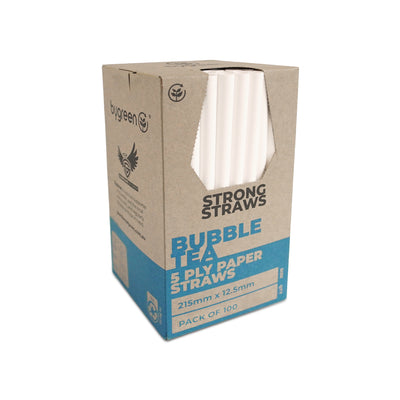 STRONG STRAWS - 5 PLY BUBBLE TEA PAPER STRAW - WHITE