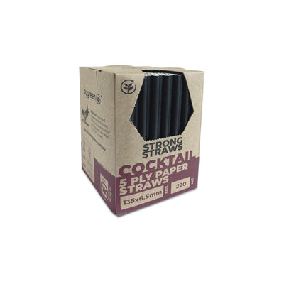 STRONG STRAWS - 5 PLY COCKTAIL PAPER STRAW - BLACK