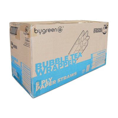 STRONG STRAWS - 5 PLY BUBBLE TEA PAPER STRAW WRAPPED - WHITE