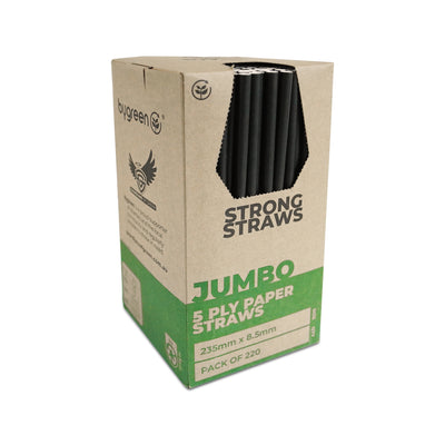 STRONG STRAWS - 5 PLY JUMBO PAPER STRAW - BLACK