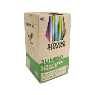 STRONG STRAWS - 5 PLY JUMBO PAPER STRAW - MIXED COLOURS