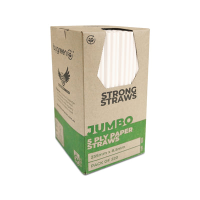 STRONG STRAWS - 5 PLY JUMBO PAPER STRAW - WHITE